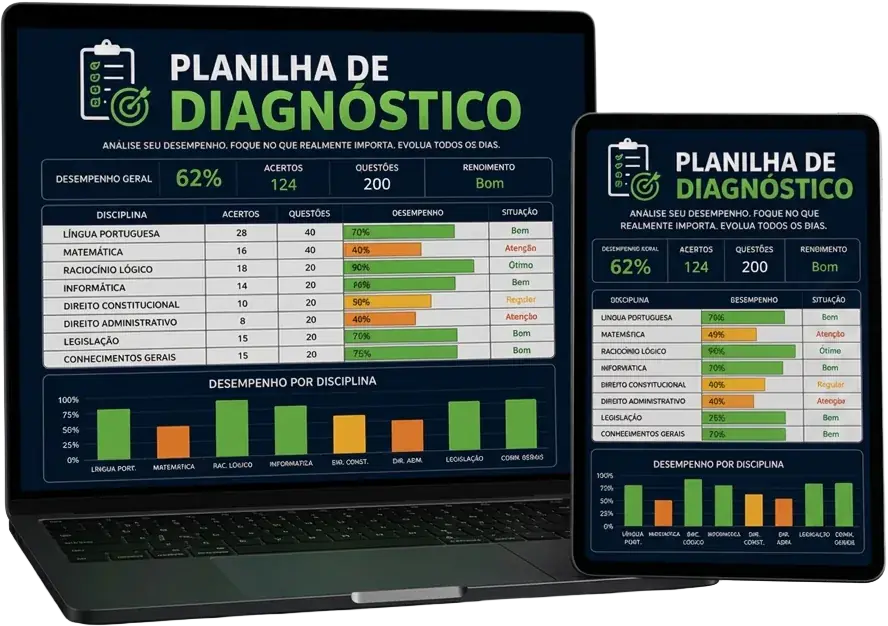 Mockup do bônus PLANILHA DE DIAGNÓSTICO.